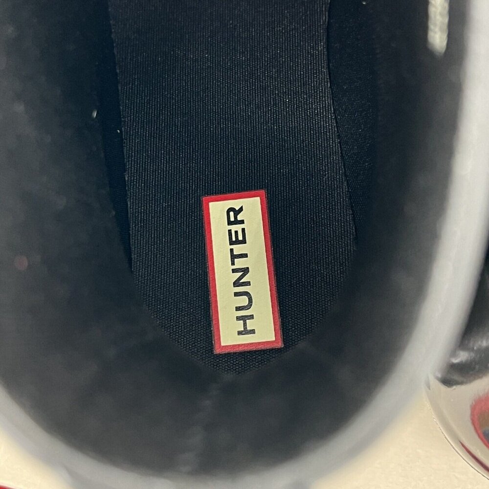 NWB HUNTER Women Refined Low Heel Biker Rubber Black Gloss Rain Boot Duo Size 10 - Picture 10 of 13